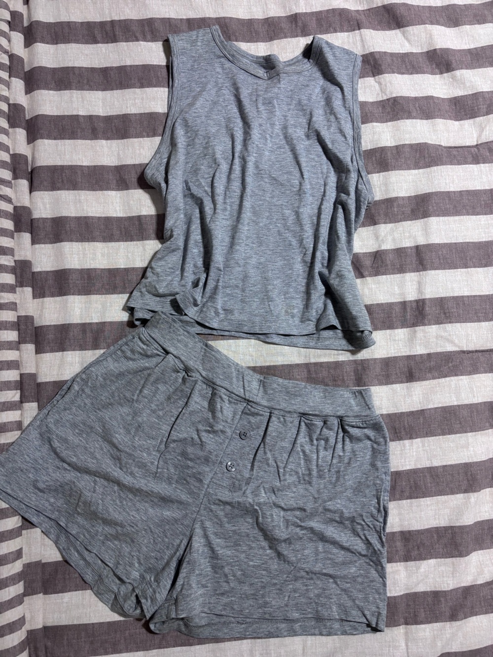 Essentials Gray Sleeveless Tee & Shorts Set